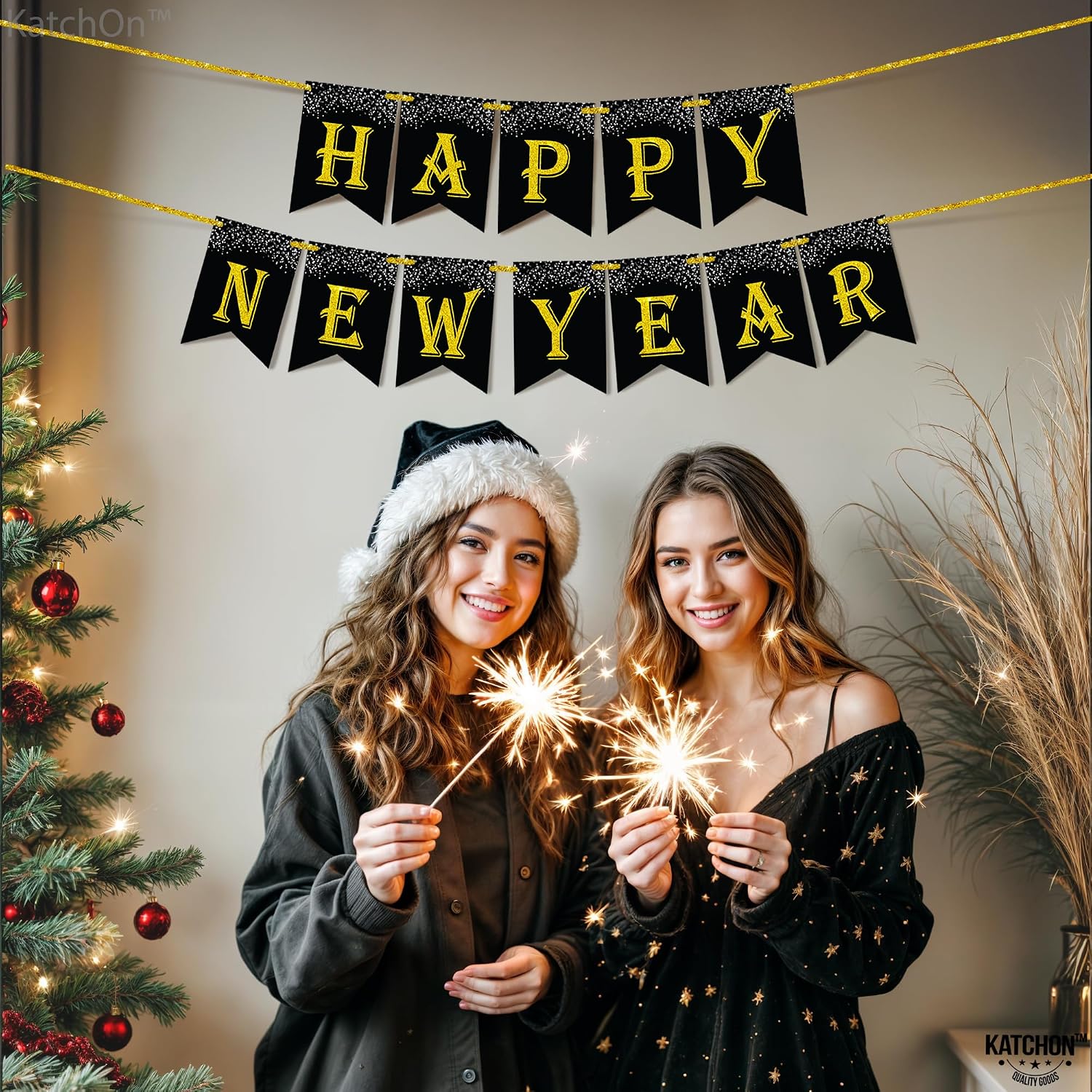 KatchOn, Large New Year Banner 2026-10 Feet, No DIY | Black, Gold 2026 Banners for Nye decorations 2026 | Black and Gold Banner 2026 | New Years Eve Party Supplies 2026 | New Years Decorations 2026