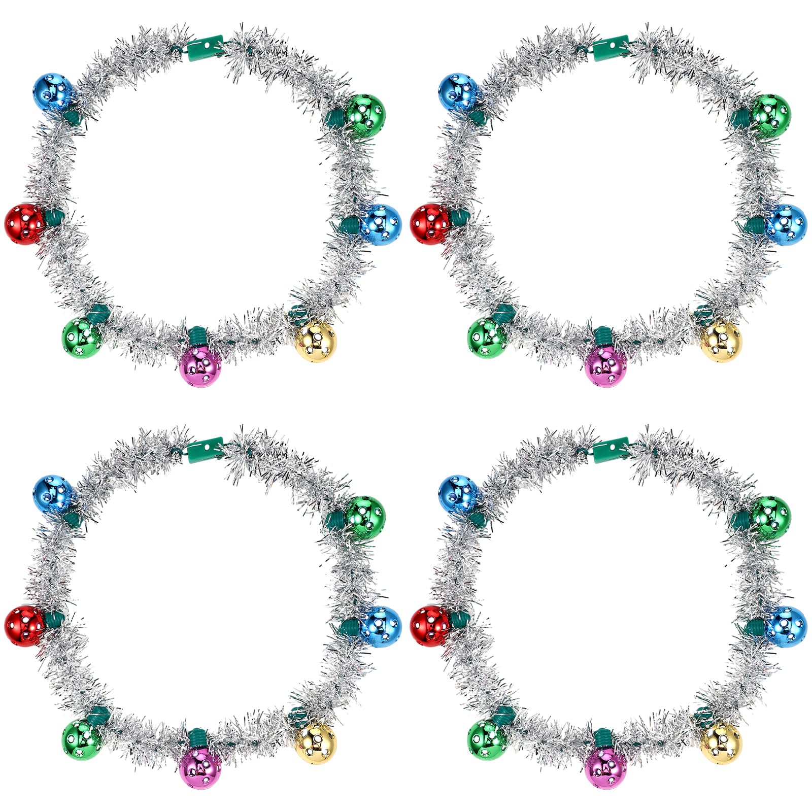Photo 1 of 4 Pieces Christmas Light Necklace Disco Bell Necklace Light up Necklaces for Adults Kids Ugly Sweater Holiday Party Favors Supplies Accessories (Classic Style)