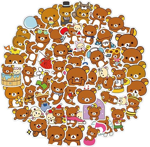 Calcomanías de oso de dibujos animados kawaii, 50 unidades, calcomanías para portátiles para niños y adolescentes, paquete de calcomanías de vinilo