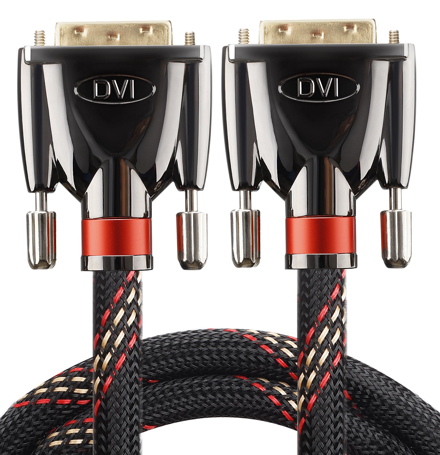 FARSTRIDER® High Resolution Gold DVI to DVI 33 Feet(10 Meters) High Speed Cable for Gaming, DVD, Laptop, Zinc Metal Alloy Shielding Shell, 24K Gold Connector,Durable PVC Jacket and Nylon Mesh Braid