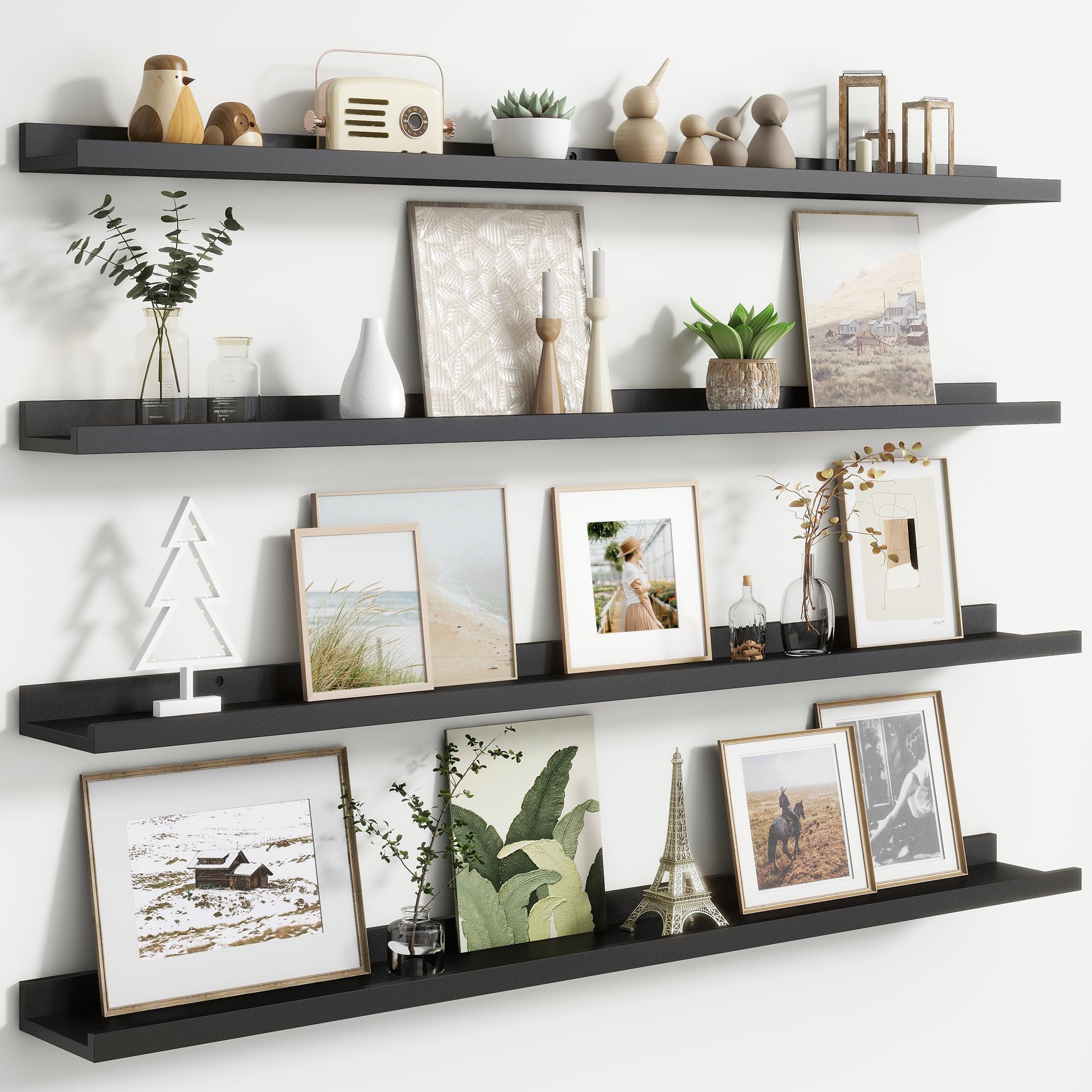 Amazon.com: Floating Picture Ledge Shelves Set of 4, 48 Inch Long