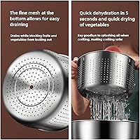 Vista 6 de Spinners de ensalada de acero inoxidable de 6 litros, cortador de verduras, lechuga, lavadora de frutas, giratorio de ensalada comercial de giro