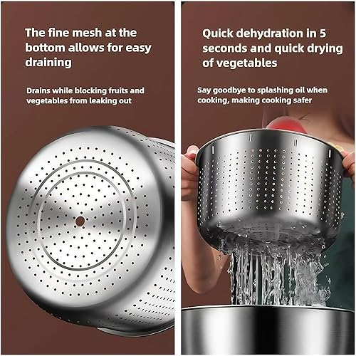 Miniatura 6 de Spinners de ensalada de acero inoxidable de 6 litros, cortador de verduras, lechuga, lavadora de frutas, giratorio de ensalada comercial de giro