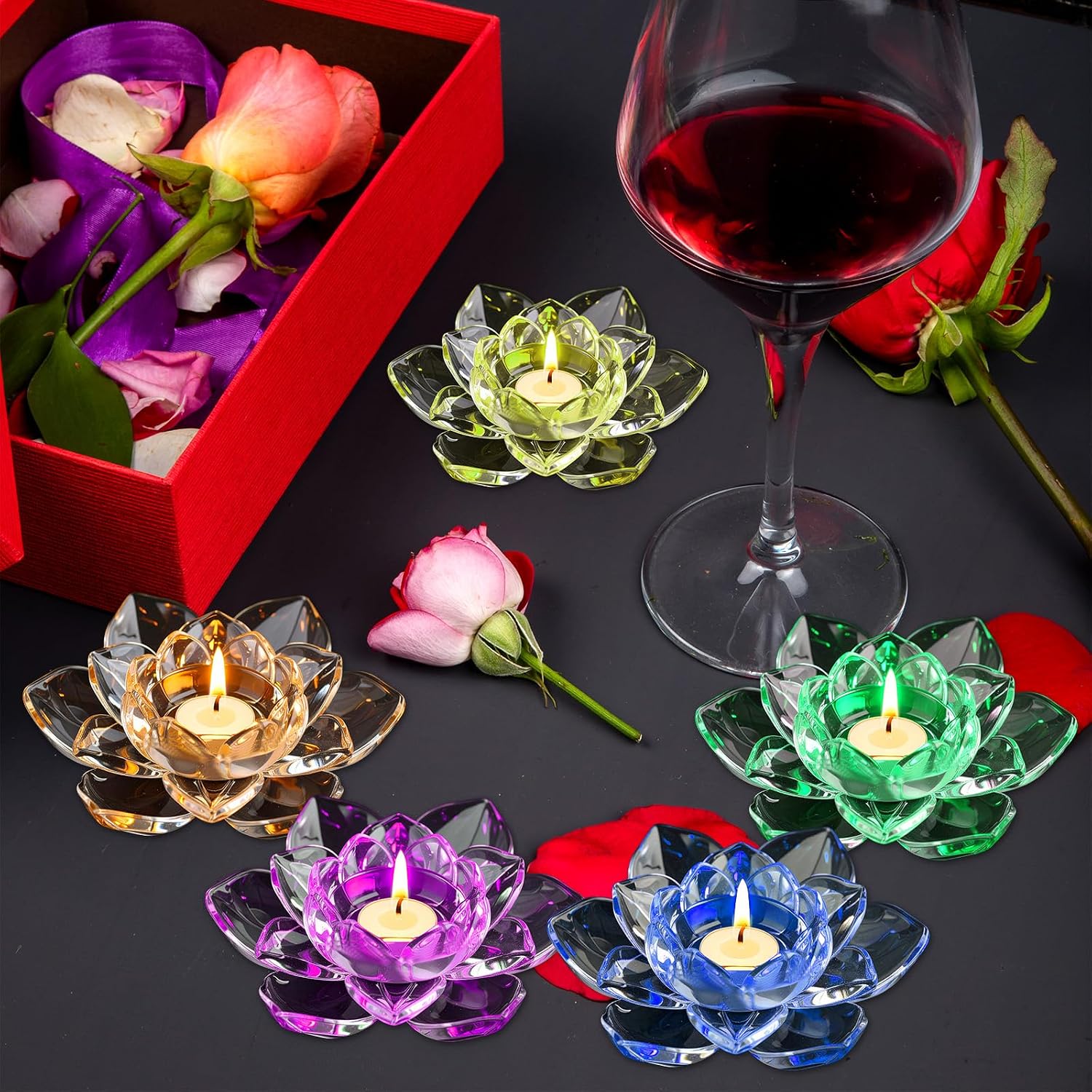 Lotus Tealight Candles Holders Resin Mold, Silicone Lotus Flower Mold Flower Candlestick Epoxy Casting Silicone Molds for DIY Jewelry Trinket Container Box Candle Holder Home Table Decoration image 4