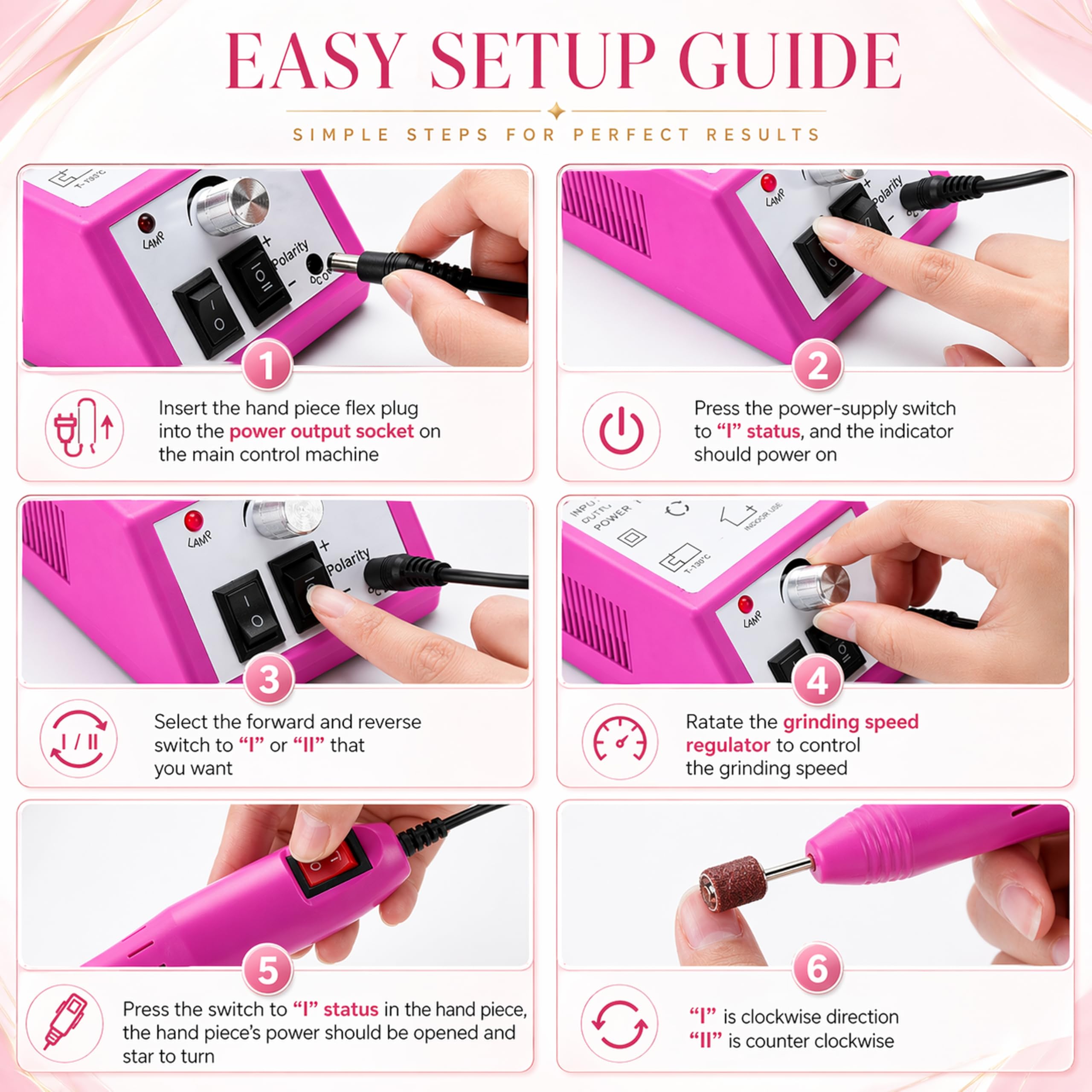 BOLT BEE Electric Nail File Drill Machine for Manicure & Pedicure