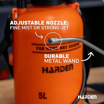1 Gallon Pump Sprayer - Garden & Lawn Care for Weeds Stainless Steel Rod & Brass Nozzle - 1.3 Gallon Total Capacity