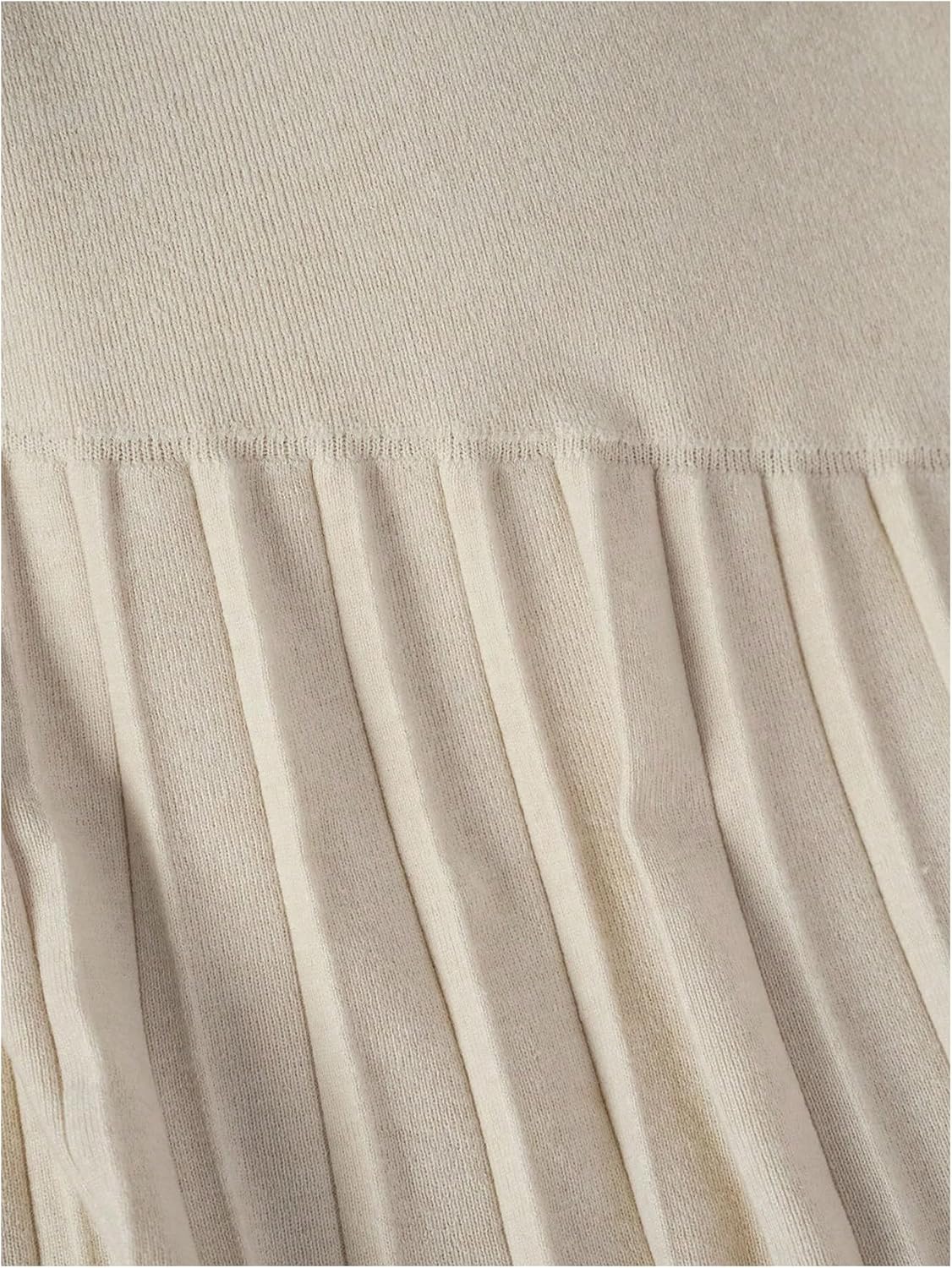 SHENHE Women's Pleated Sweater Skirt High Waist Ruffle Flared Bodycon Knit Midi Skirt - Image 4