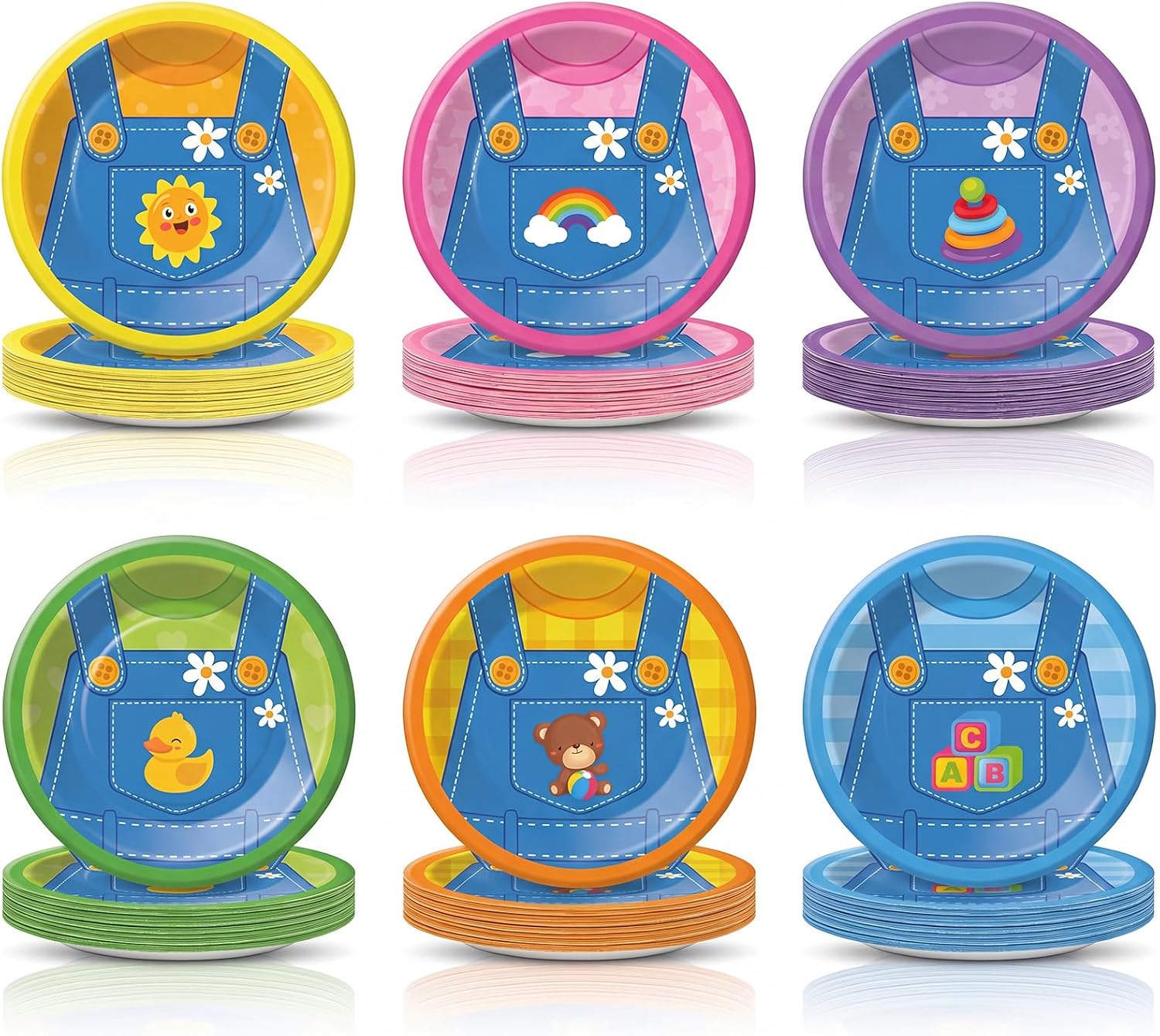 Domensi 48pcs Cartoon Teacher Party Supplies Happy Birthday Plates English Teacher Paper Plates Abc Dessert Tableware Set for Birthday Cartoon Party Decorations