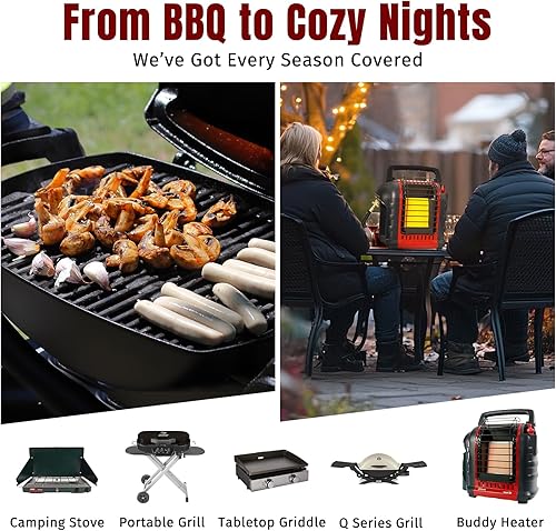 Miniatura 5 de SHINESTAR Adaptador de manguera de propano y manguera trenzada de 5 pies para calentadores Buddy, estufas Coleman, plancha de mesa Blackstone de 17