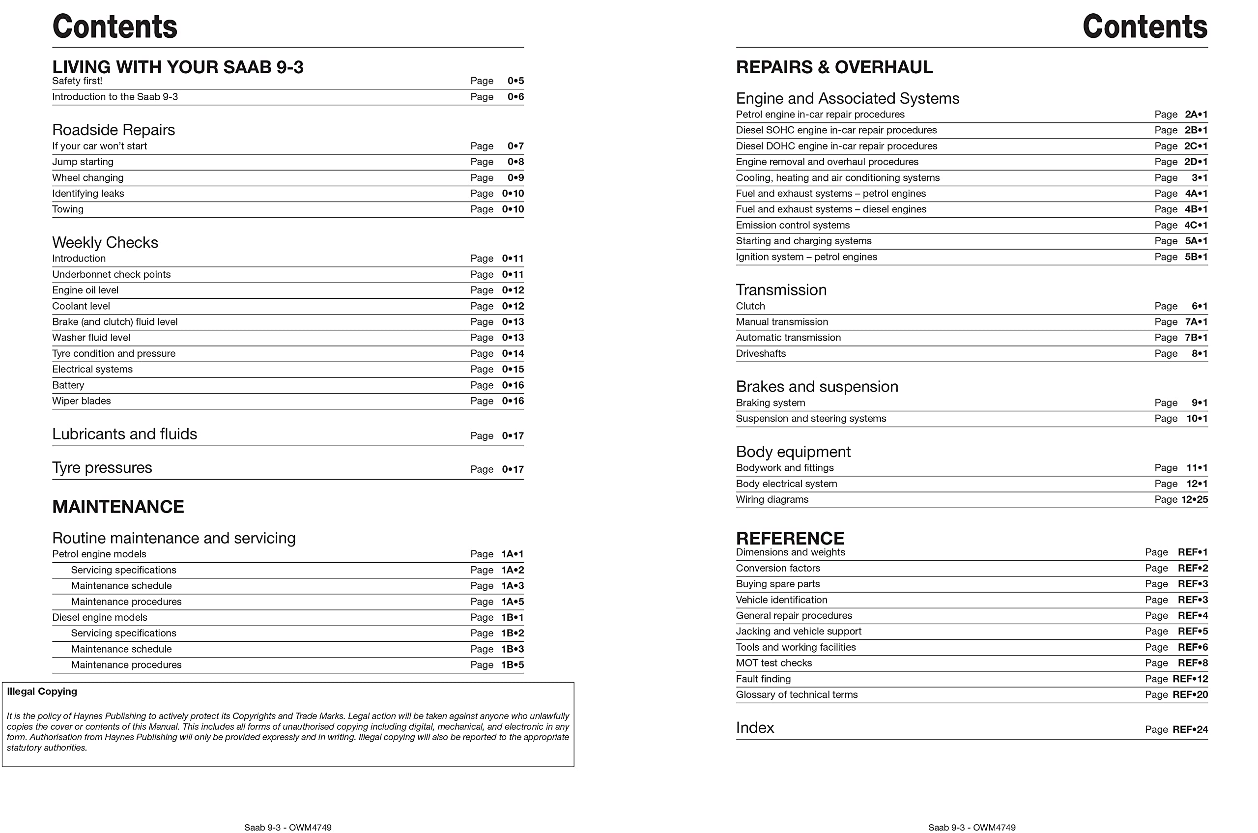 Saab 9-3 Petrol & Diesel (Sept 02 - Sept 07) Haynes Repair Manual: 45109
