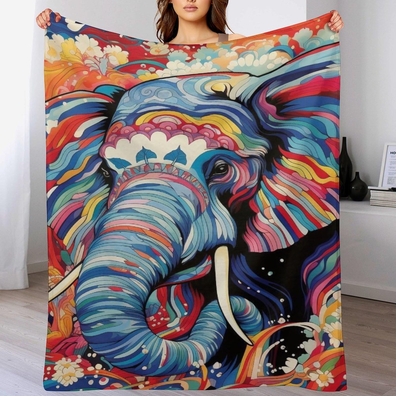 Couverture moelleuse éléphant 130x150cm idée cadeau pour enfants