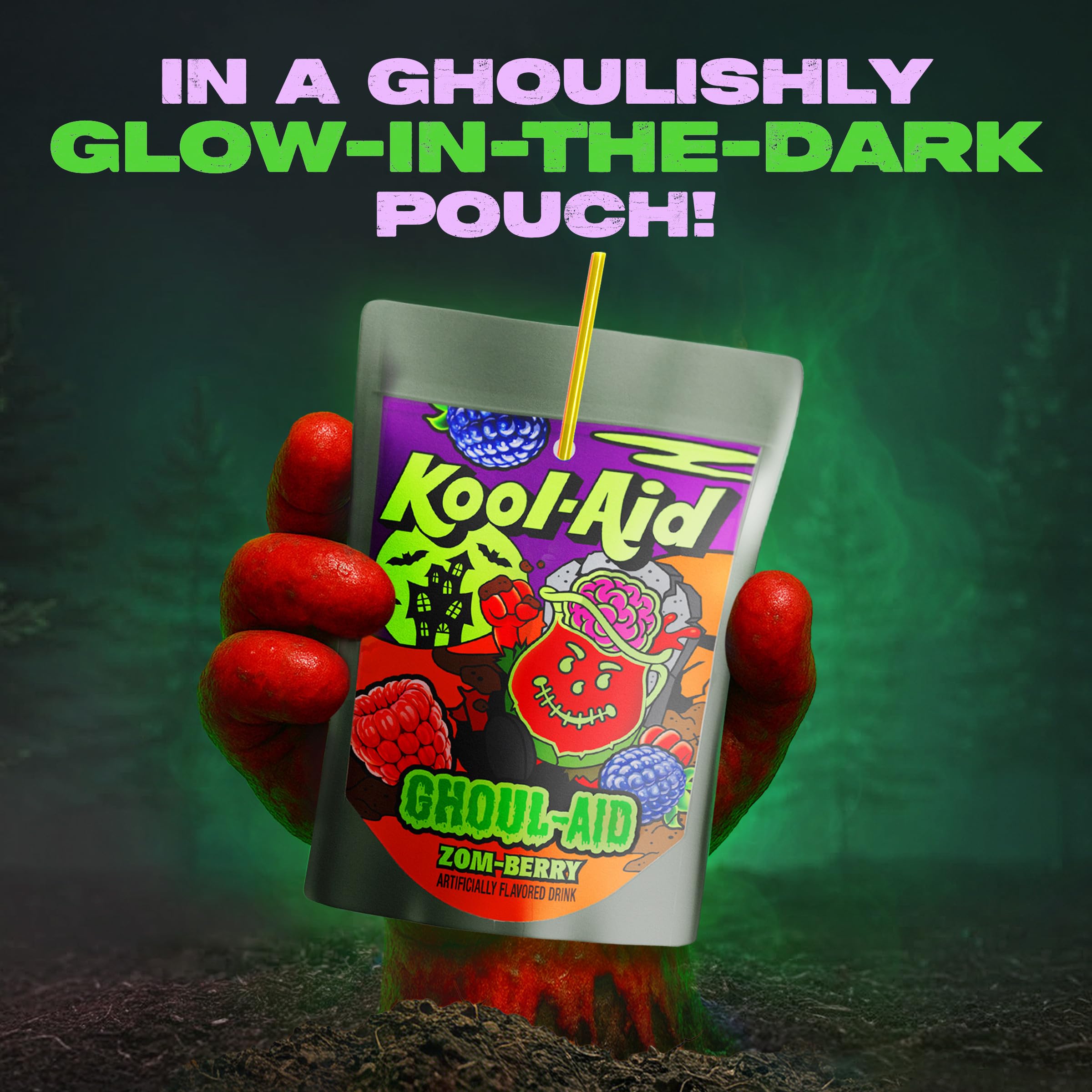Amazon.com : Kool-Aid Ghoul-Aid Drink, 10 Pouches Zom-Berry Flavor