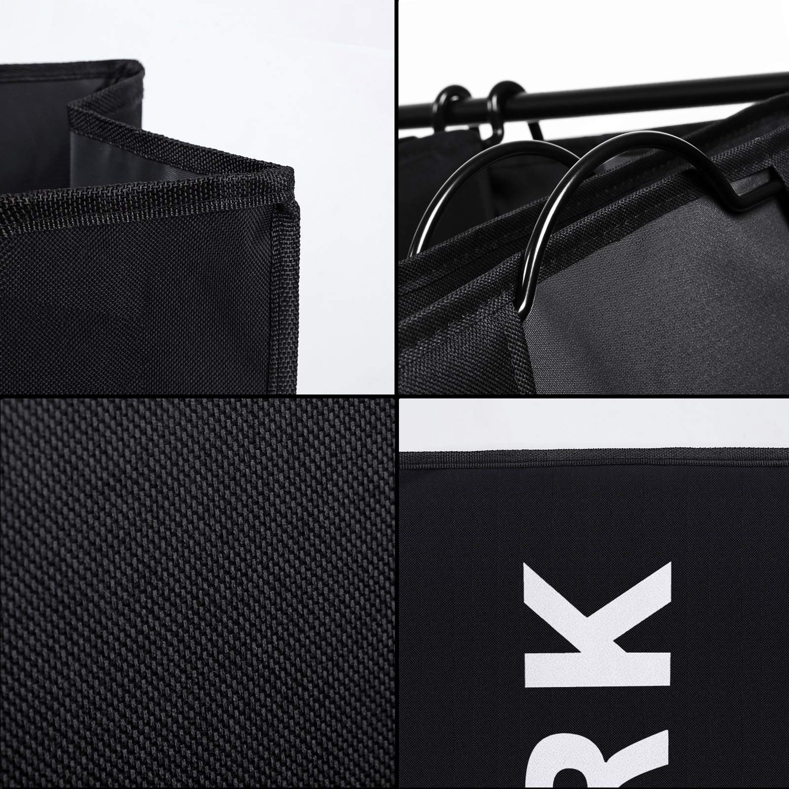 Mondeer Carrello Porta Biancheria con 3 Sacchi Rimovibili, Ceste per Bucato con Rotelle Universali, capacità Totale di 135 Litri,3x45L & 4x45L (Nero 01)