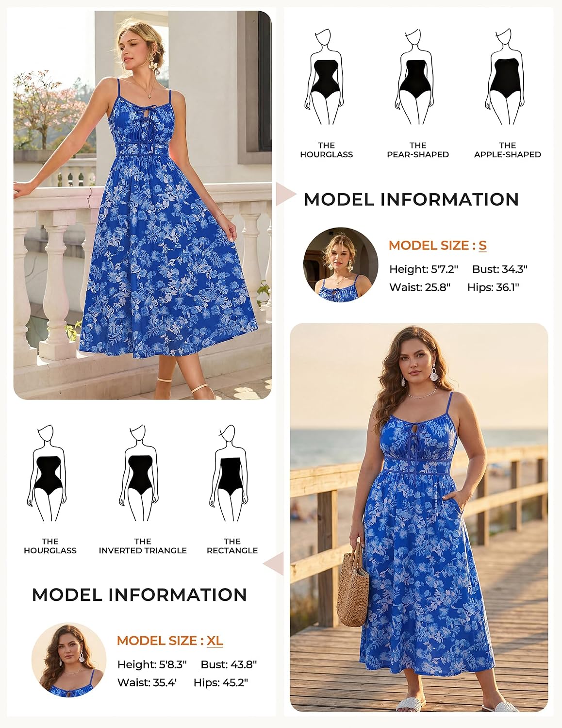 GRACE KARIN 2026 Women's Summer Maxi Floral Dress, Spaghetti Strap Tie Front Boho Sundress with Pockets