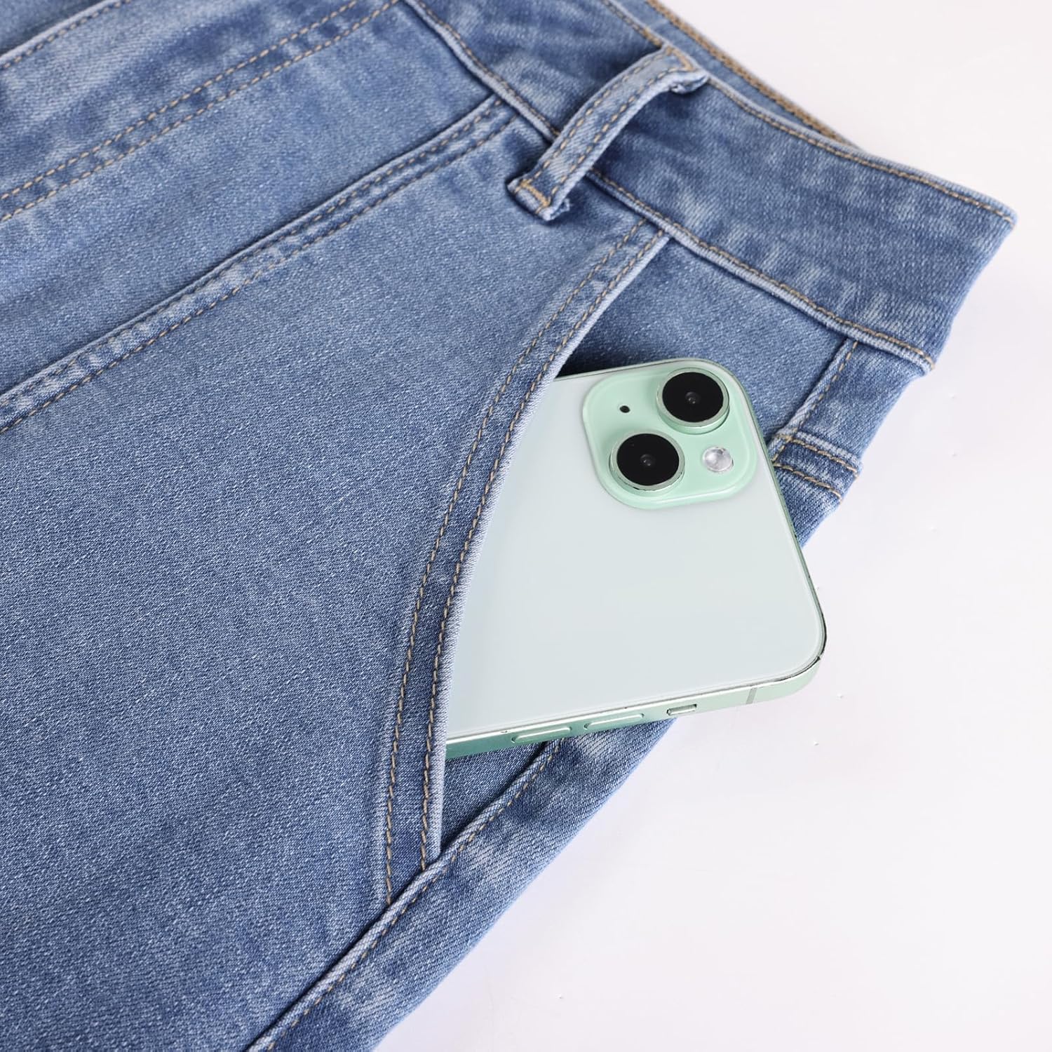 Belle Poque Women's Denim Skirt Stretchy High Waisted Below Knee Length Jean Skirt with Pockets Spring Summer Trendy 2026 - Image 7