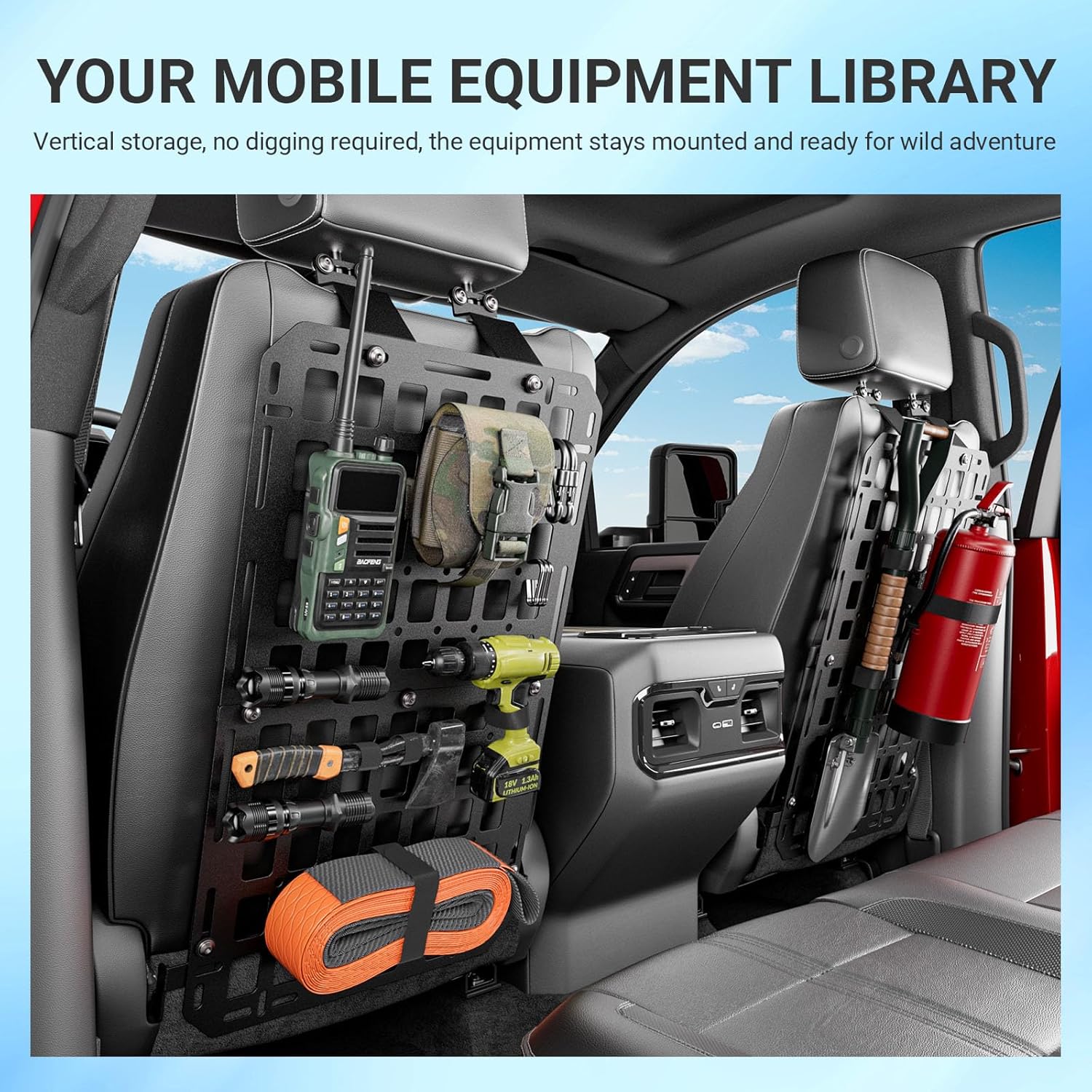 SZYANG Seatback Molle Panel Compatible with 2019-2026 Chevy Silverado GMC Sierra Seat Back Organizers for 2 Seats Molle Tactical Organizer Replacement for 2019-2026 Chevy Silverado Accessories