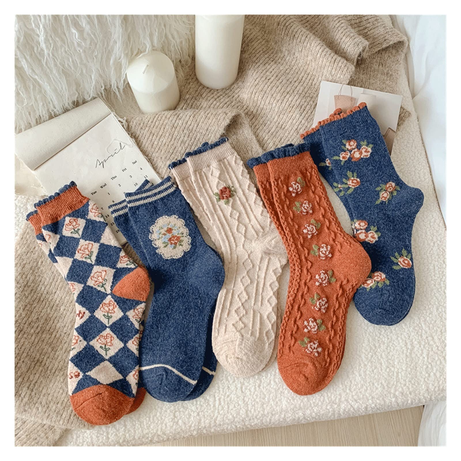 Chaussettes mi-tube épaisses contre les pieds froids en hiver femme