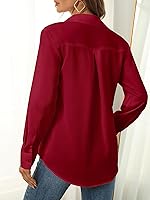 Vista 2 de Camisas básicas clásicas con botones para mujer, camisa suave con cuello de manga larga, elegante, casual, color liso, XS-XXL