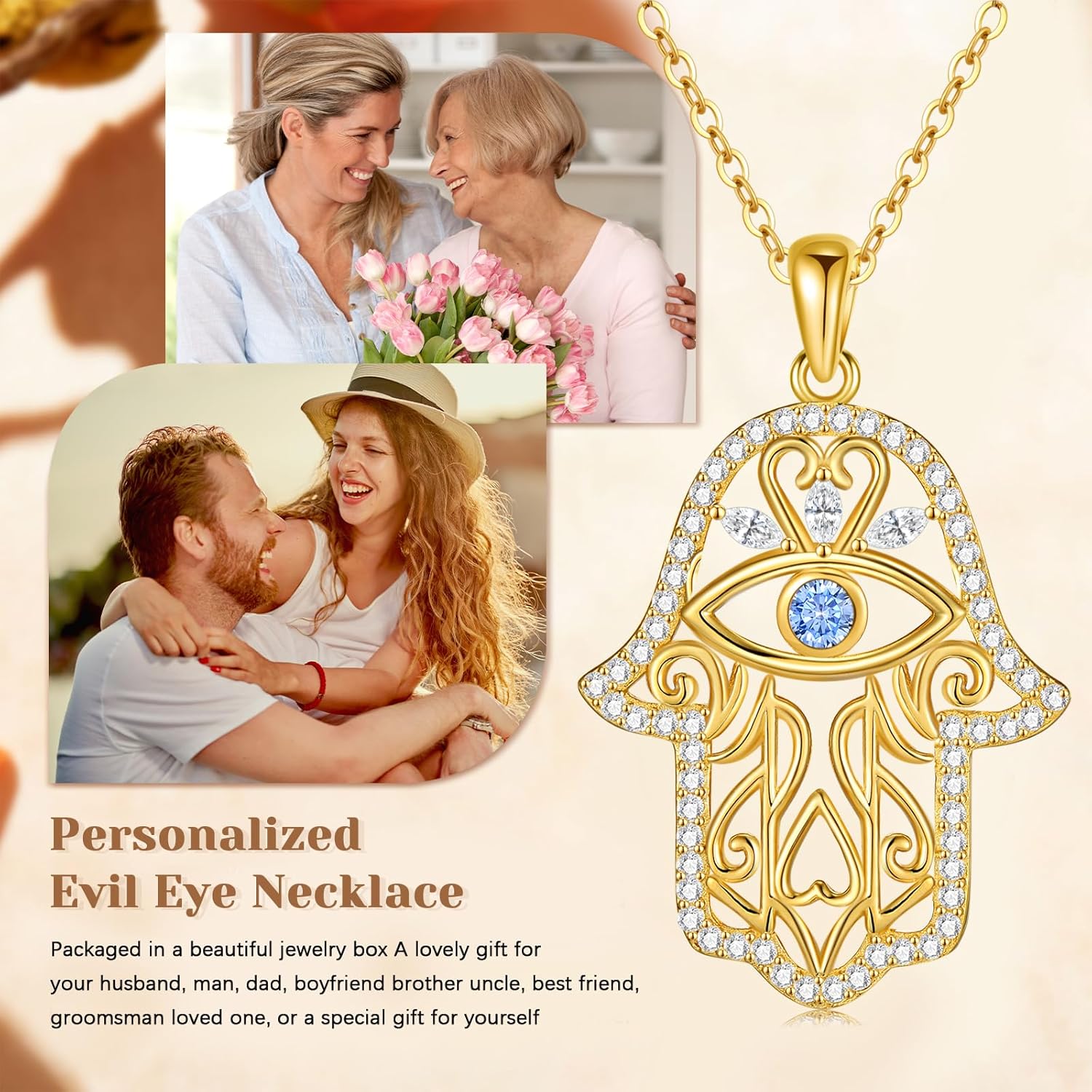 Hamsa Necklace 925 Sterling Silver Evil Eye/Lotus Flower/Star of David/Chai/Yin Yang Hamsa Hand Pendant Jewelry Hand of Fatima Gifts for Women - Image 7