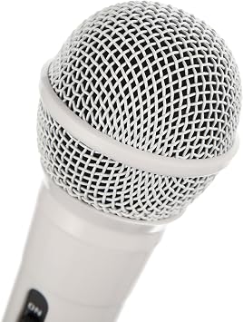 RockJam Karaoke Microphone Wired Unidirectional Dynamic Microphone with Three Metre Cord - White