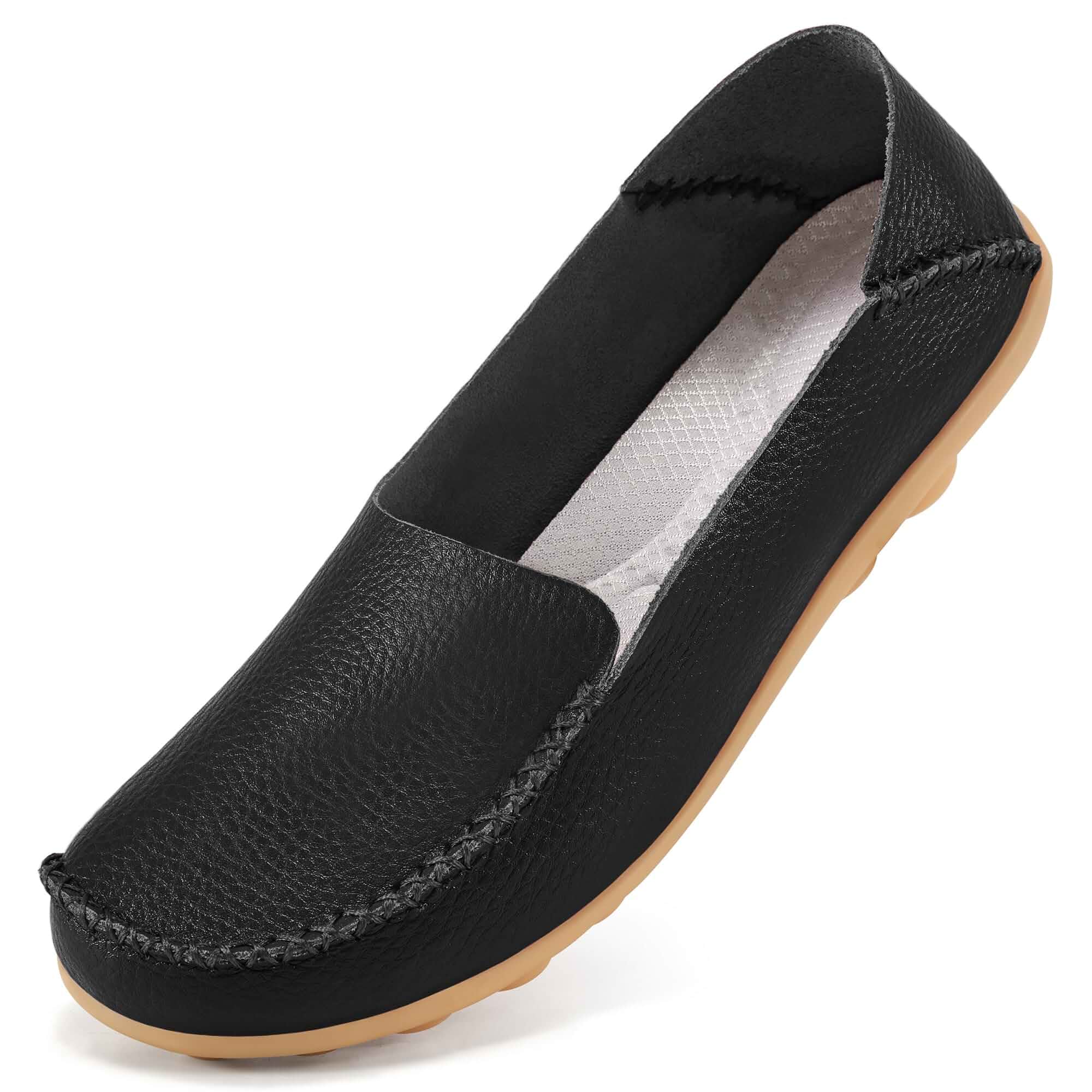 Ecetana Womens Loafers Casual Comfortable - Slip On Walking Flats Shoes Soft Leather Penny Loafers with Comfy Footbed - Flexible Lightweight Driving Moccasins for Work Office Daily Casual Wear