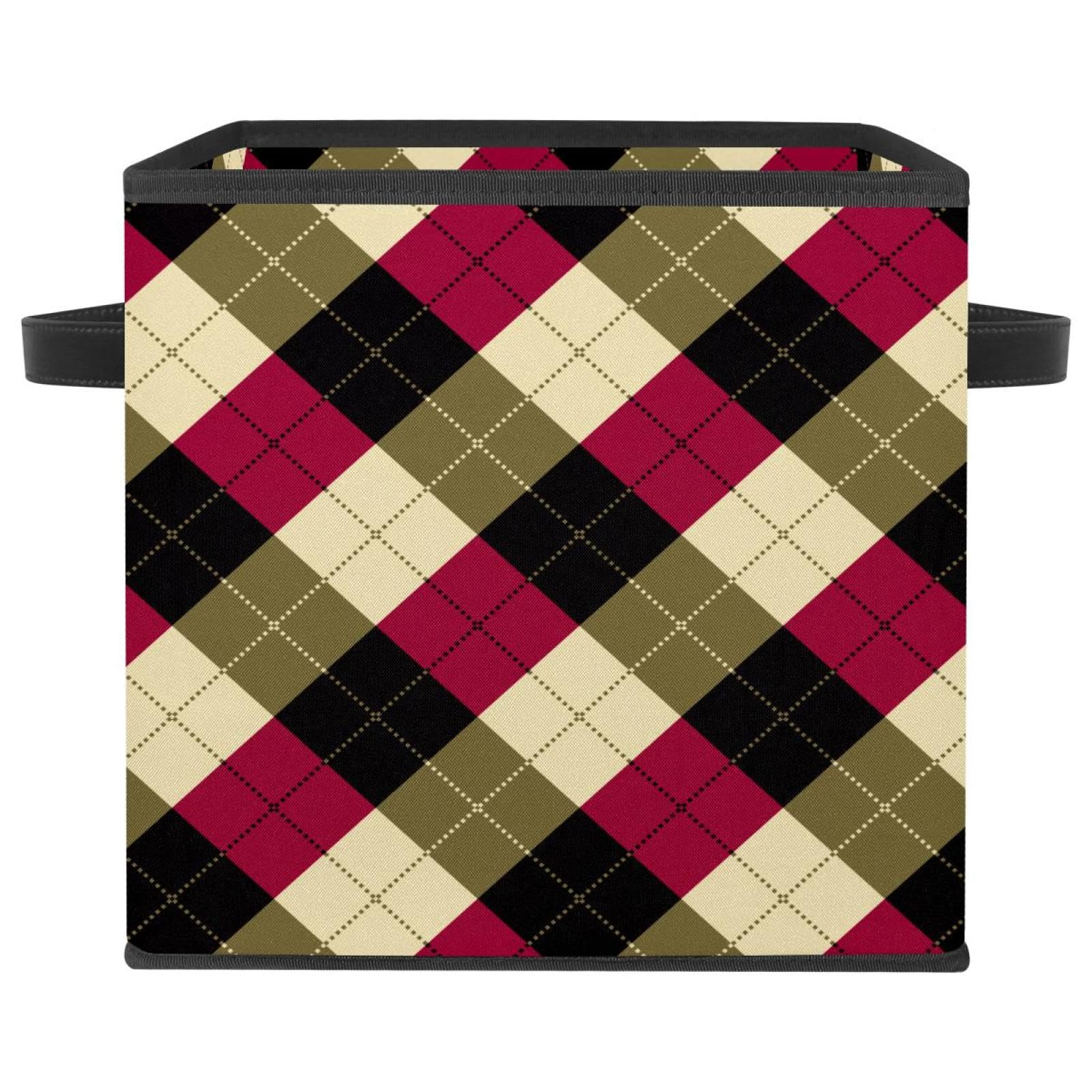 Boîte de rangement pliable en tissu à carreaux pour placard