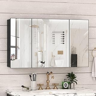 40 x 24 Farmhouse Medicine Cabinet, Tempered Frameless Bathroom Mirror w...