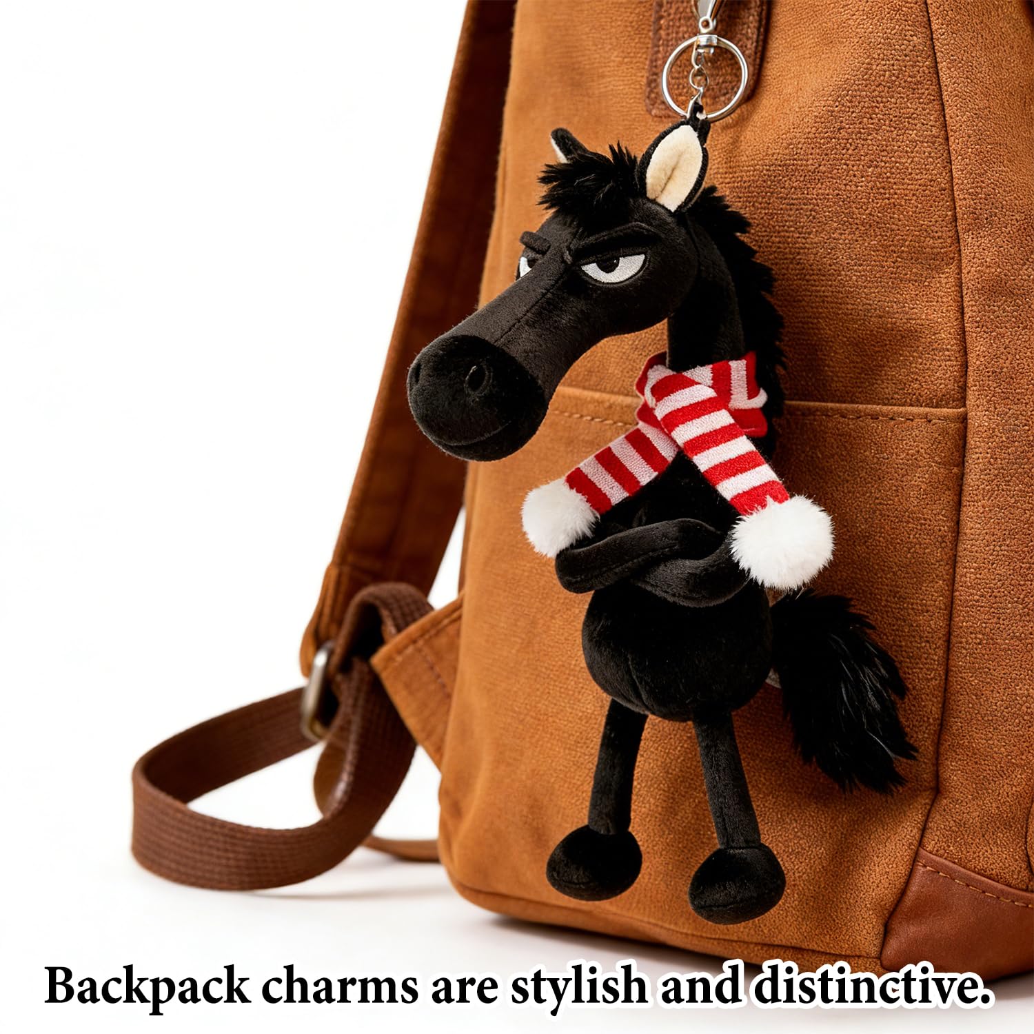 Mascotte 2026 Anno del Cavallo Portachiavi Cavallo Peluche, Talismano Rosa/Nero/Rosso, Per Chiave Zaino Borsa, Regalo Compleanno Donne Uomini Bambini Ciondolo Animale - 5
