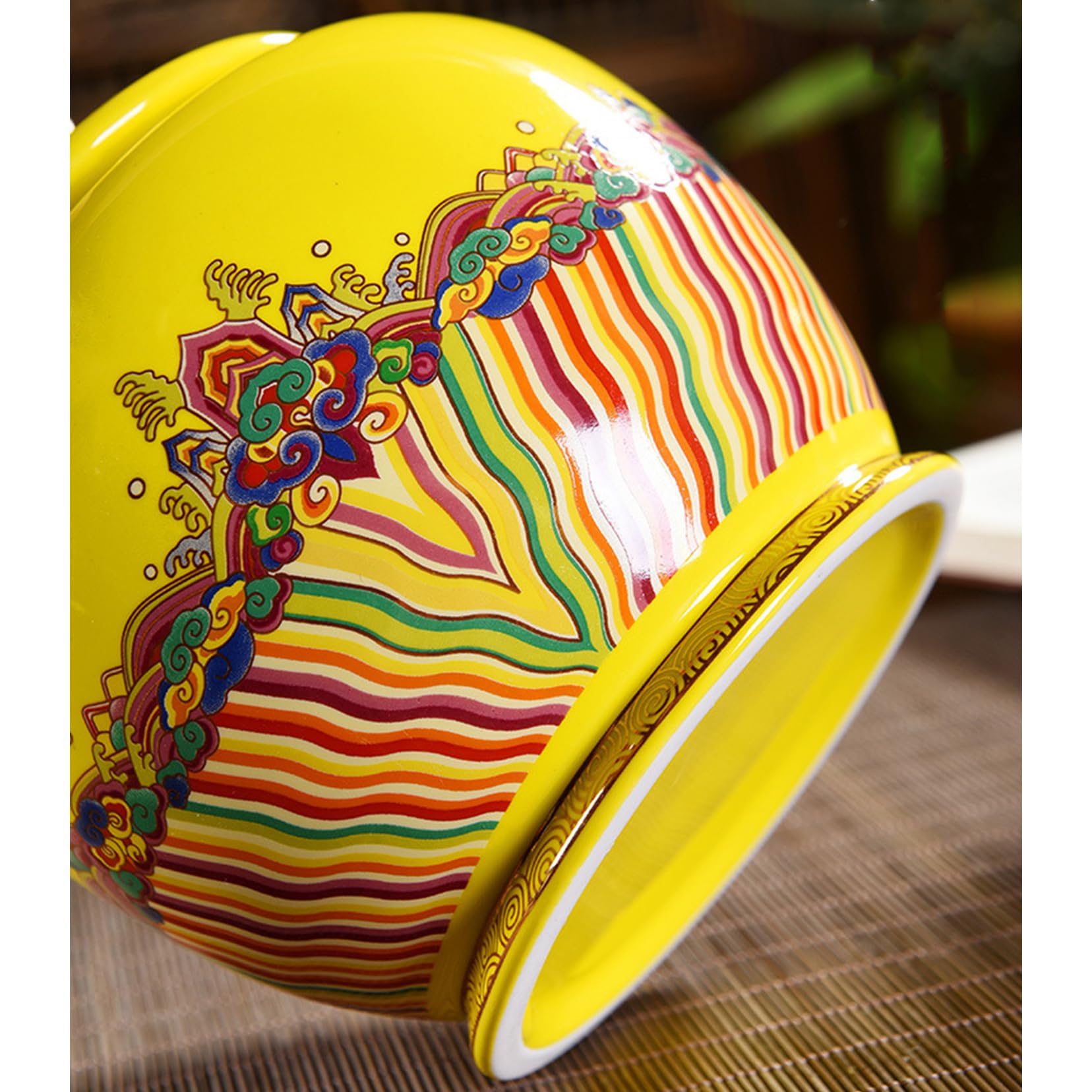 ZALTAS Żółty ceramiczny słoik do prezentacji żywności, kanister z hermetyczną pokrywką, styl pałacowy, herbata, pudełko na prezent na luźne przyprawy, ziarna kawy, do przechowywania herbaty Caddy, 2