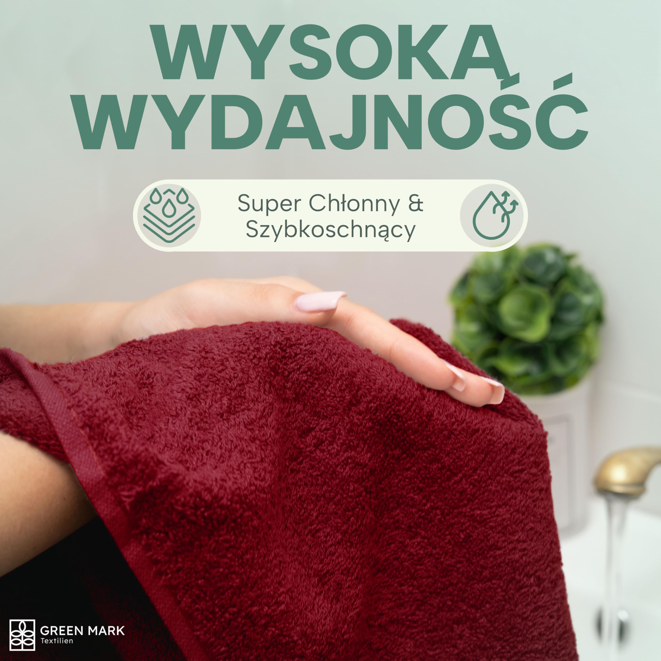 GREEN MARK Ręczniki – Zestaw 8 Sztuk – 100% Bawełna, Miękkie i Wysoko Chłonne, Jakość Premium do Łazienki, Spa i Siłowni, 50 × 100 cm,