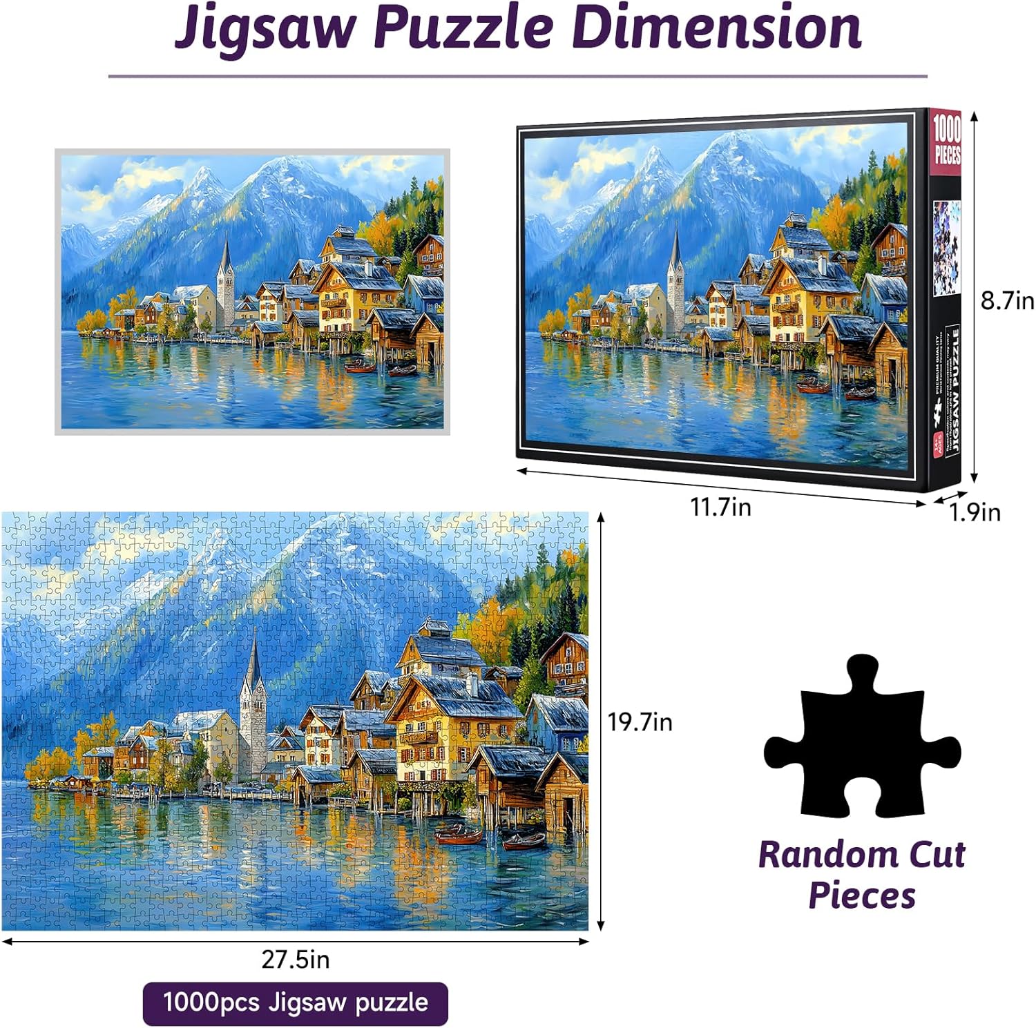 1000 Pieces Jigsaw Puzzle for Adults – Jigsaw Puzzle 1000piece Adult Puzzles, Vibrant Colors Lakeside Village Puzzle, Precision Cut Puzzles Stress Relief & Brain Exercise, Family Activity Games