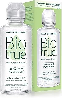Biotrue Contact Solution, Multi-Purpose Lens Solution for Soft Lenses, Cleans, Disinfects, Removes Protein Build-Up, Dirt & Debris, Hydrates, Stores & Conditions Contacts, 4 Fl Oz (Pack of 1)