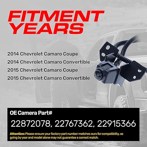 Miniatura 2 de Master Tailgaters Repuesto para Chevrolet Camaro Coupe/Convertible (2014-2015) Cámara de respaldo OE Parte # 22872078, 22767362, 22915366