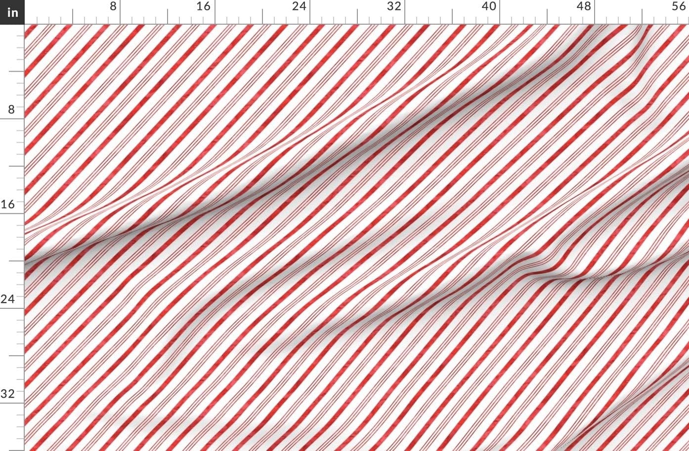 Spoonflower Fabric - Watercolor Candy Stripes Red Christmas Trendy Stripe Striped Printed on Organic Cotton Sateen Fabric by The Yard - Sewing Quilting Apparel Home Decor