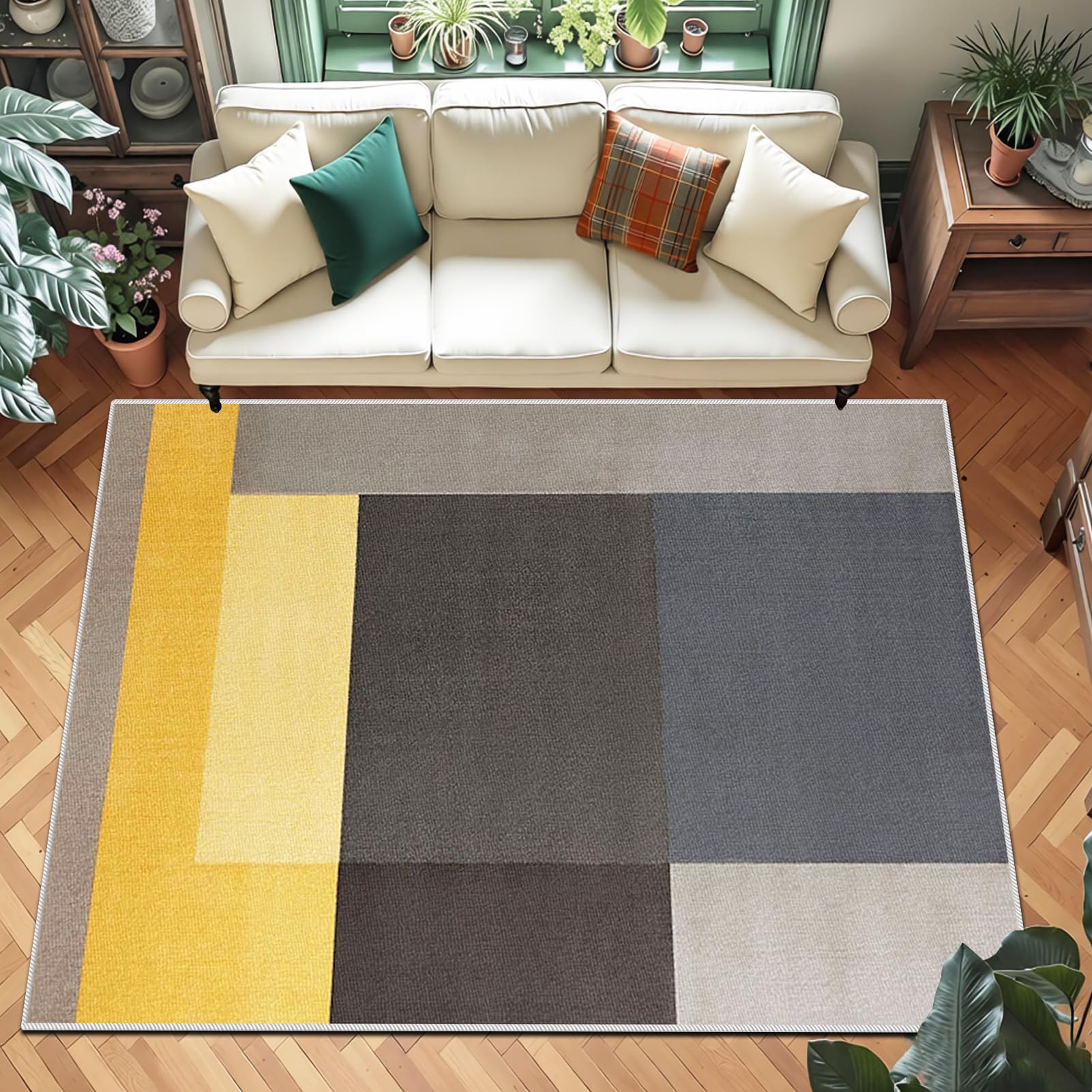 Tapis de décoration grand format au design géométrique haut de gamme