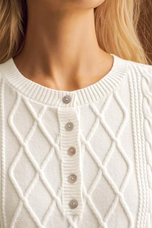 Arach&Cloz Womens Comfy Cotton Blend Cable Knit Casual Sweaters 2025