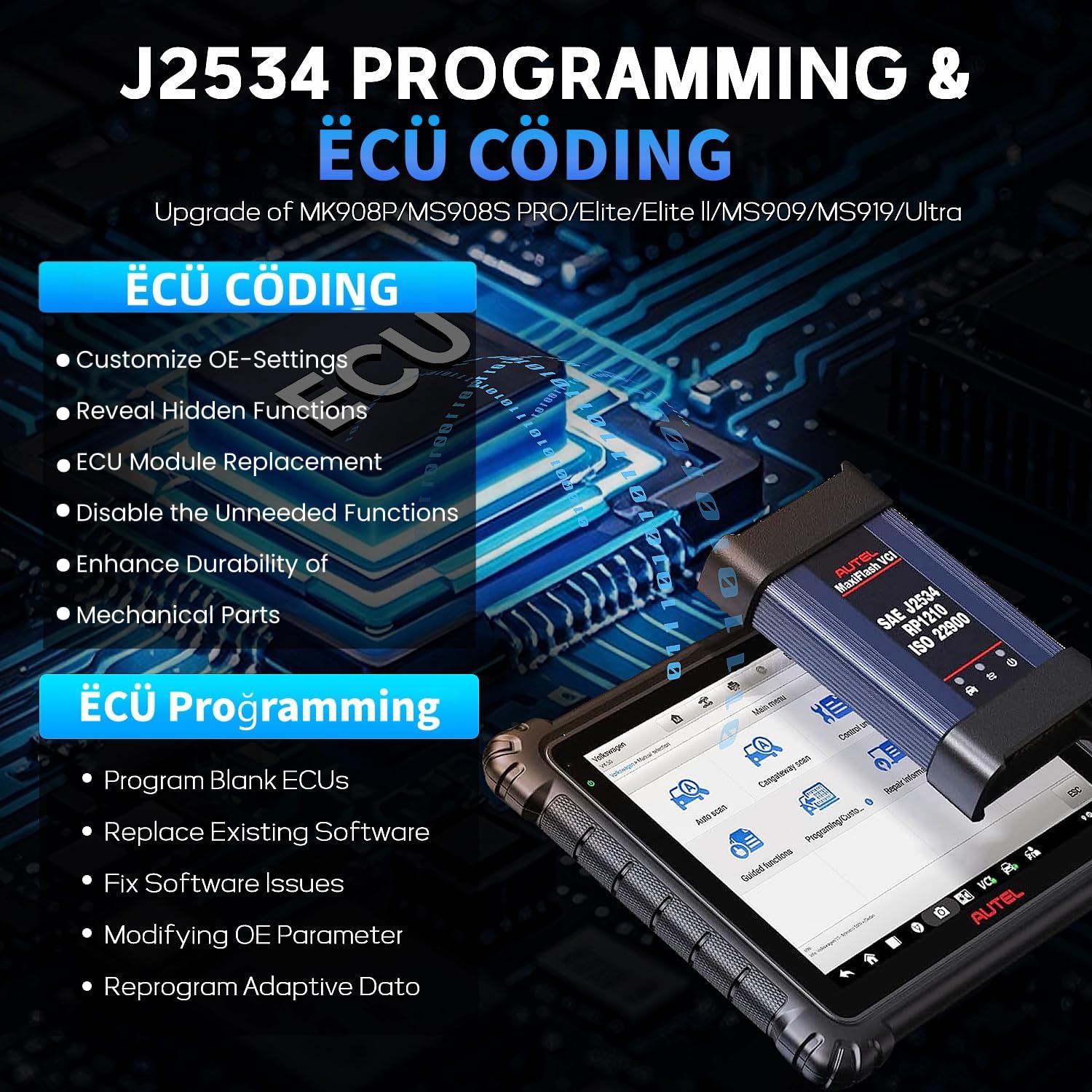 Autel MaxiCom Ultra Lite Scanner, 2 Years Free Updates, Same as MaxiSys Ultra, 2026 Up of MS919 MS909 MS906 Elite II Pro, Topology 2.0, Motor TruSpeed Repair, 40+ Service, Repair Tips, FCA SGW,