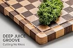 THETCHRY End Grain Cutting Boards for Kitchen, Wooden Cutting Board, Acacia Wood Chopping Board with Juice Groove & Handle, Butcher Block for Meat, Bread & Fruit, 14" L x 11" W x 0.8" Th