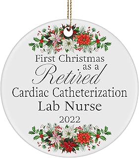 Cardiac Catheterization Lab Nurse Retirement Ornament for Christmas Tree Retired Cardiac Catheterization Lab Nurse Gifts Xmas Boss Manager Coworker Colleague Office Round Shaped