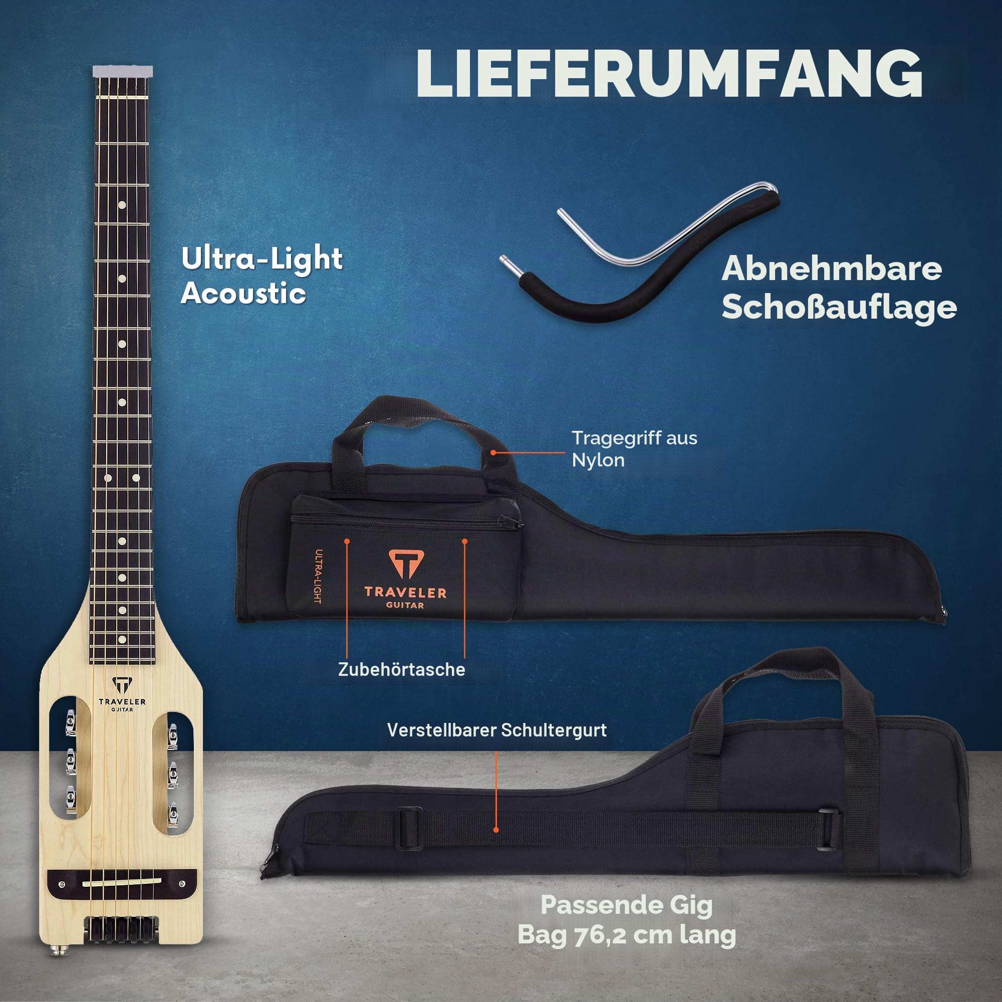 Traveler Guitar Ultra-Light, akustisch-elektrische Gitarre, Ahorn (ULA MPS)