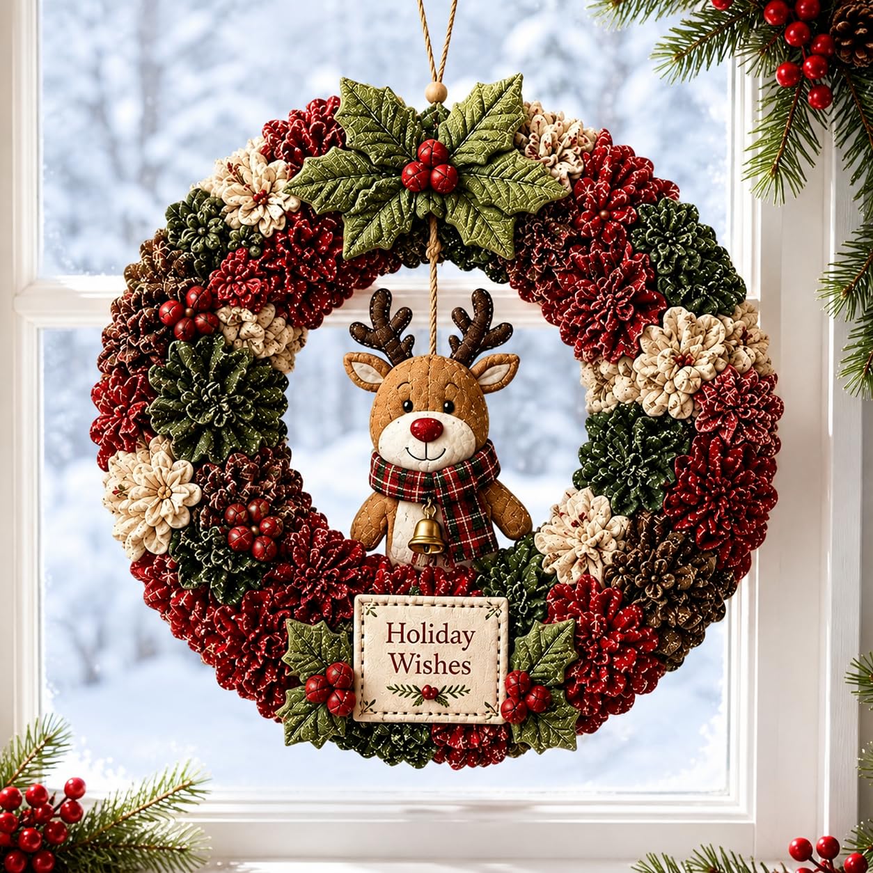 3D Fabric Poke Wreath DIY Kit, Christmas Crafts for Adults，Reindeer