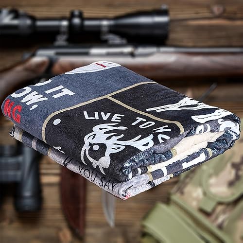 Miniatura 7 de Manta de caza de ciervos, manta de forro polar súper suave, manta de regalo para amantes de la caza de ciervos (beige de caza de ciervos, 50 x 60