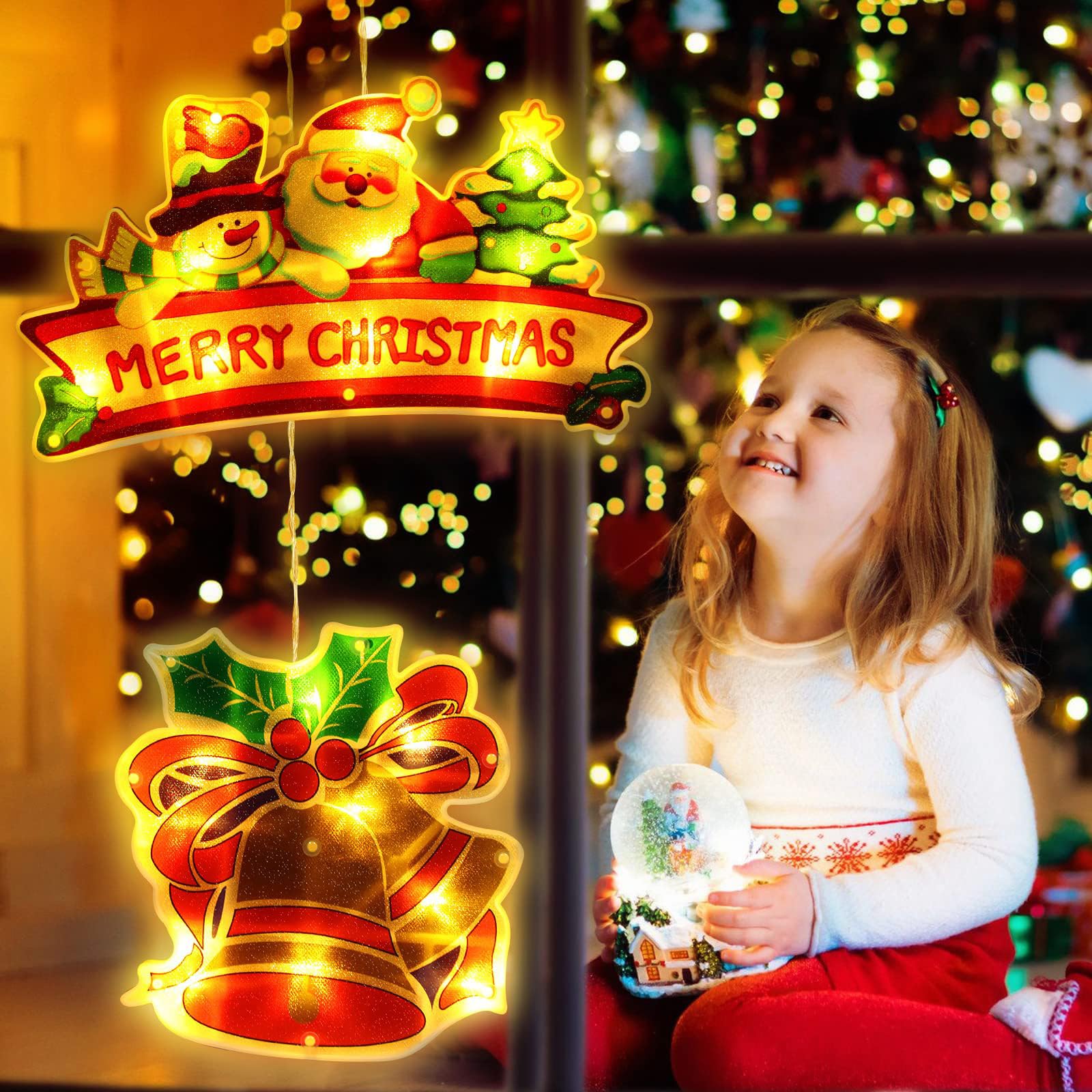 3/6-Teiliges Weihnachtsfenster-Hängelichter, Fenster Lichter Weihnachten Mit Saugnäpfe, Weihnachtsfenster Beleuchtung Für Weihnachten Deko, Balkon, Party, Hochzeit (3PCS-4(BIG))