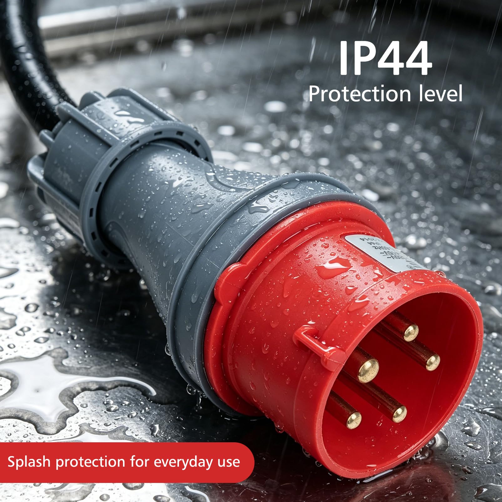 CEE Adapter auf Kompatibel mit Tesla-Adapter 5 Pin 16A, Adapterset CEE 5-Poliger für Mobile Wallbox/EV Ladegerät, C-EE Verlängerungskabel, IP44 Außeneinsatz (5 Pin 16A)