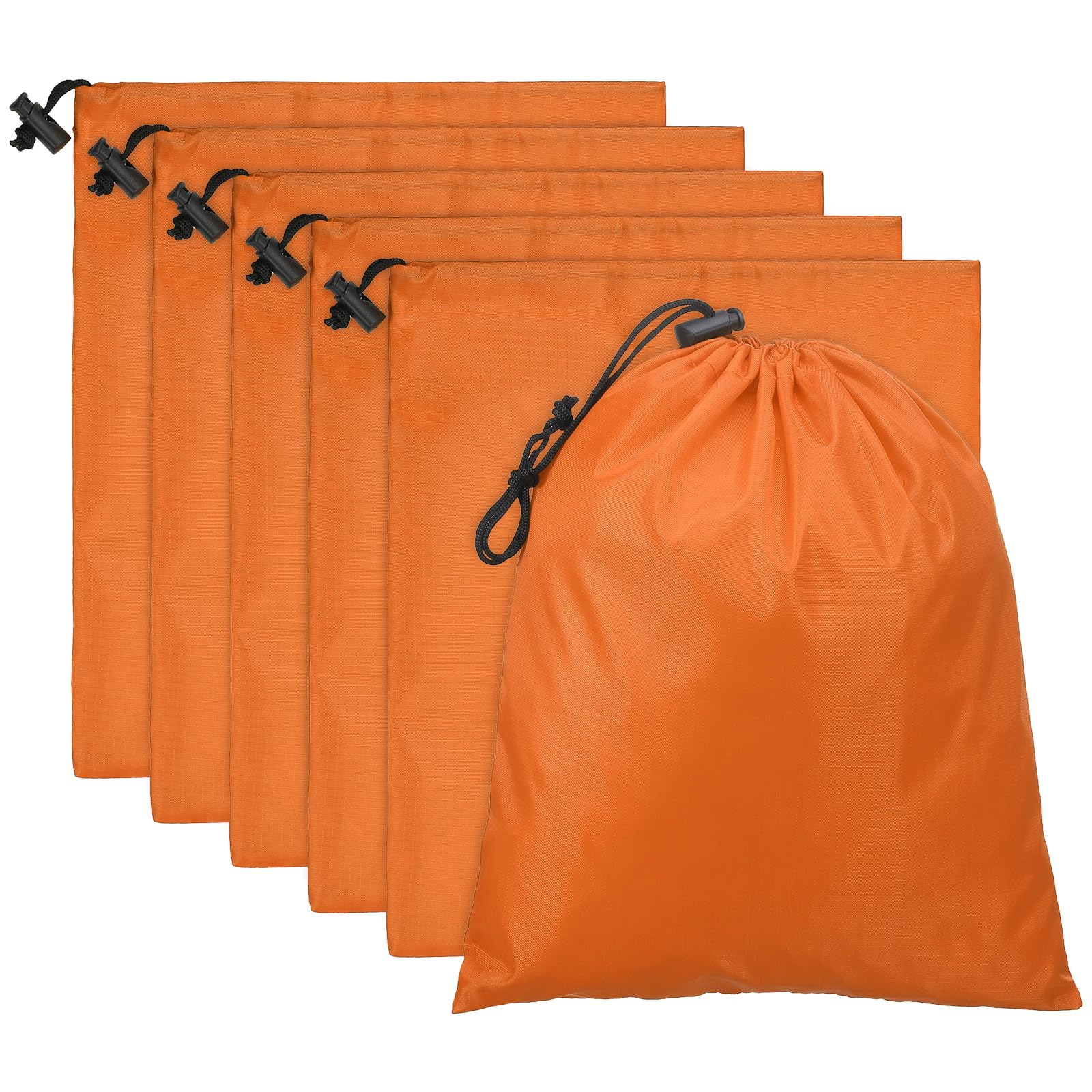 PATIKIL Travel Storage Bags with Toggle 6 x 8 Inch, 6 Pack Waterproof 210D Polyester Drawstring Bag Stuff Sack Cinch Bag for Gym Traveling Hiking Yoga Shoes Organizer, Orange