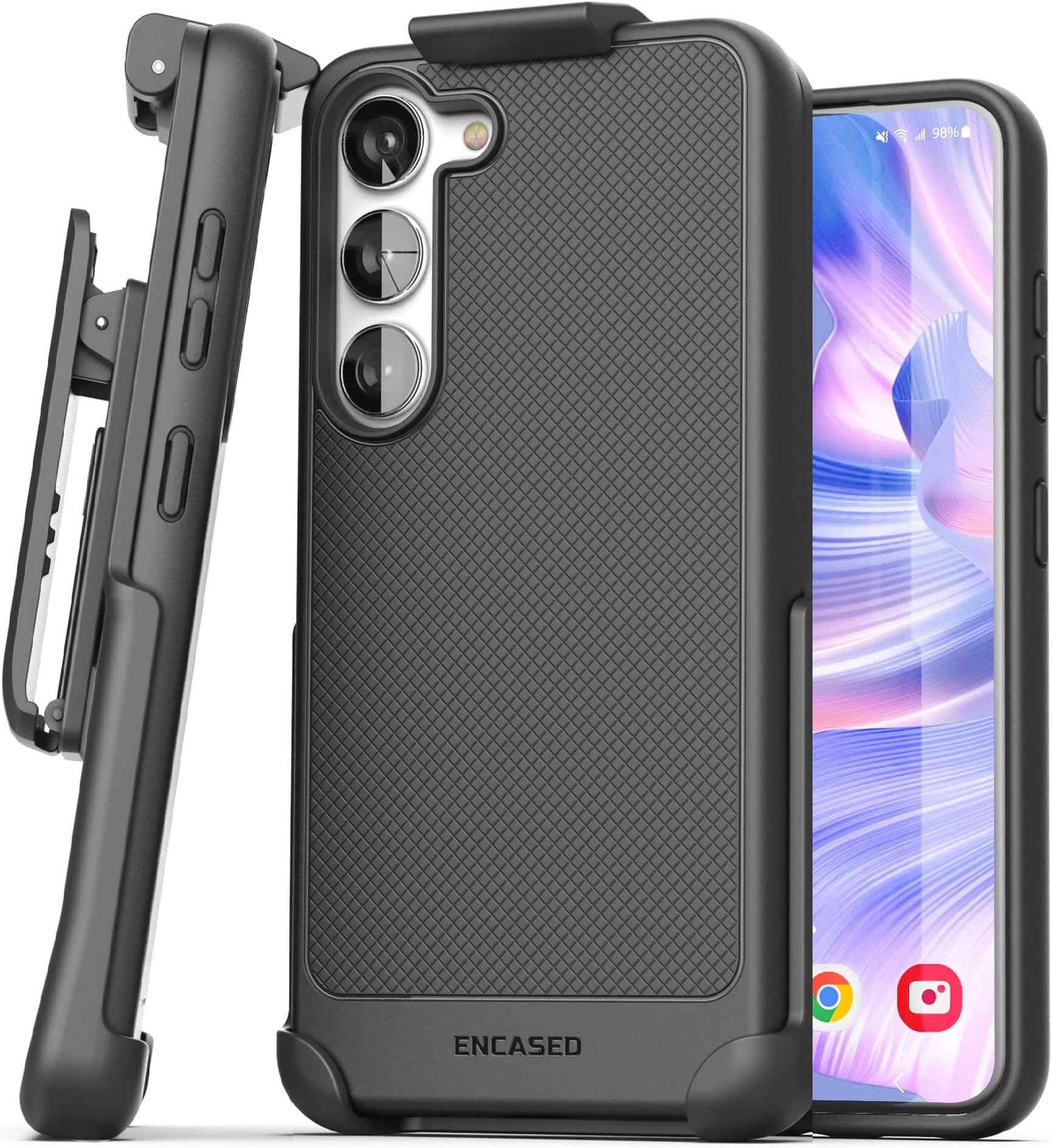 ENCASEDBelt Set for Samsung Galaxy S23 Case with Holster Clip - Thin Armor Series (Black)