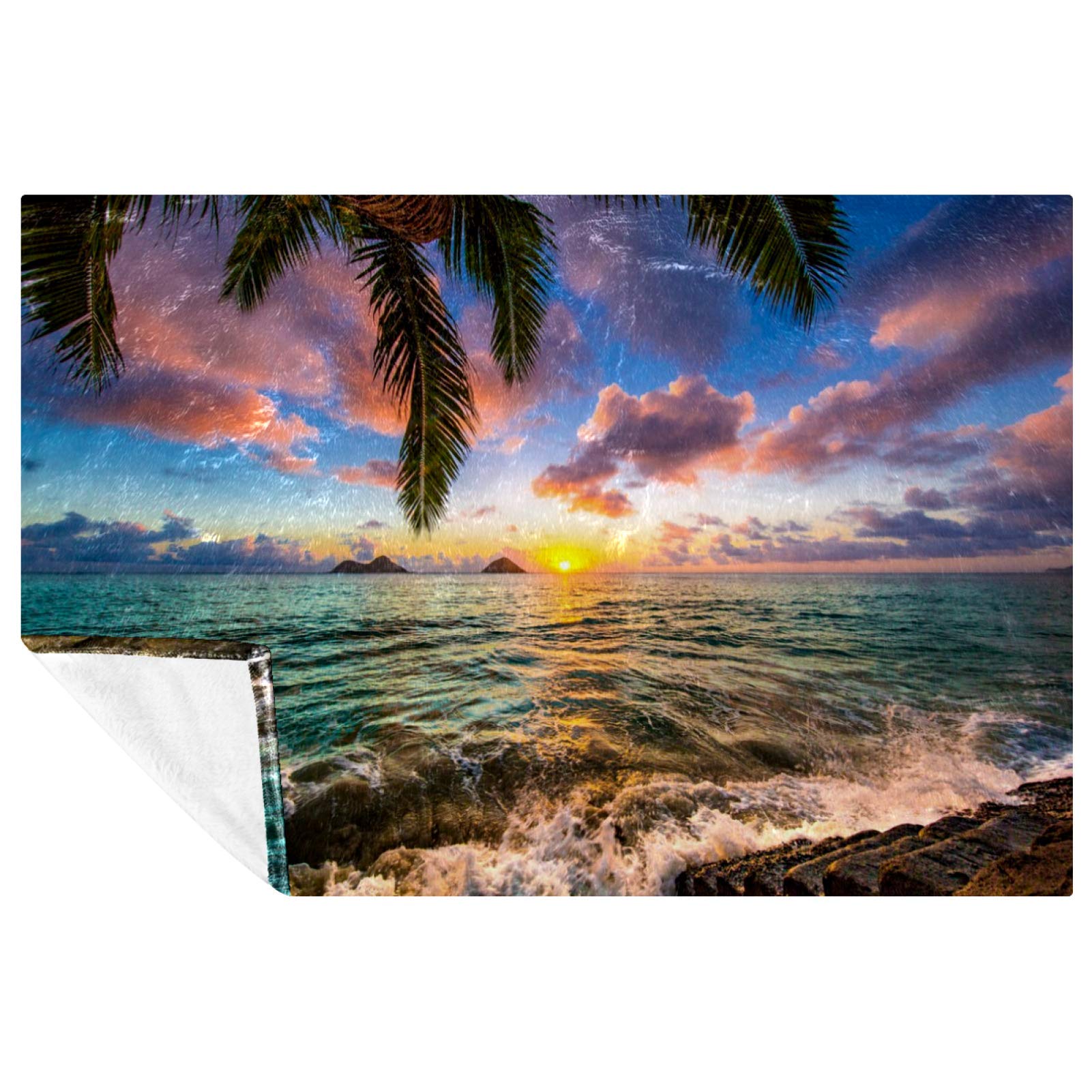 Couverture douce plaid chaud lit canapé camping pique-nique plage imprimé lever de soleil