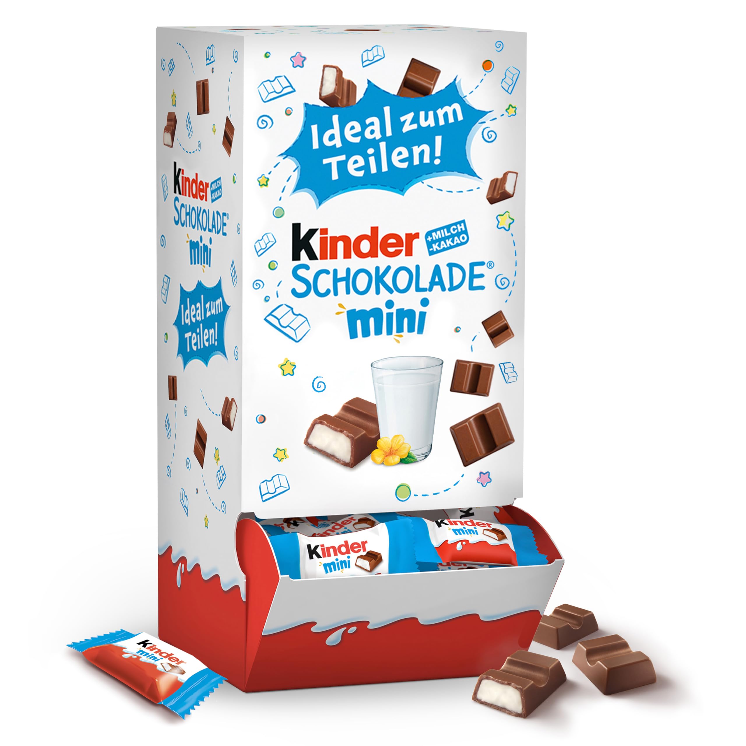 kinder Schokolade Mini – mind. 140 einzeln verpackte Mini Riegel, geeignet Geschenkbox zum Geburtstag, Hochzeit, im Büro oder Zuhause – Geschenk zum Vatertag – 900g