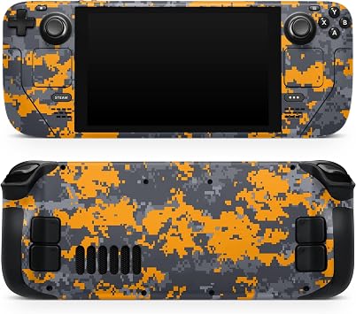 DesignSkinz - Compatible with Steam Deck - PC Skin Decal Protective Scratch Resistant Vinyl Wrap Gaming Cover - Orange and Gray Digital Camouflage