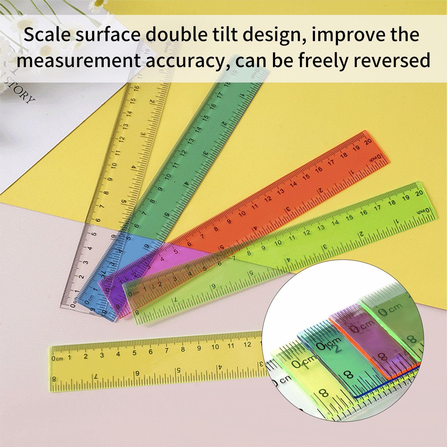 Mini Ruler Container 20 Pcs Colorful Transparent Rulers, Kids Rulers, Mini Rulers, Reading ...